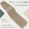 Picture of LAAVOO Micro Loop Human Hair Extensions Dark Ash Blonde Highlight Light Blonde 18 inch Remy Hair Extensions Blonde Micro Ring Hair Extensions Straight 1g/Strand 50g