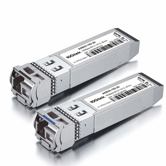 Picture of A Pair of 10G SFP+ Bidi Transceiver, LC Single-Mode Single Fiber Module, 10GBASE-BIDI 1270nm/1330nm for Cisco SFP-10G-BX20D-I/SFP-10G-BX20U-I, Ubiquiti UniFi, Mikrotik, and More, DOM, up to 20 km