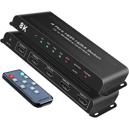 Picture of iArkPower HDMI 2.1 Switch 4K@120Hz 8K@60Hz HDMI Switcher Box 4 in 1 Out Support PS5, Xbox Series X, HDR, Dolby Vision, Dolby Atmos, VRR, ALLM