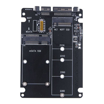 Picture of HICCYRODLY M.2 NGFF SSD to SATA 3.0 Adapter Card MSATA SSD to SATA 3.0 Riser Card 2 in 1 Converter Adapter Card