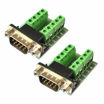 Picture of HiLetgo 2pcs DB9 Male Adapter RS232 to Terminal RS232 Serial to Terminal DB9 Connector Convert Adapter