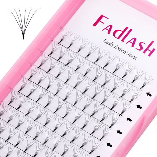 Picture of Premade Fans Eyelash Extensions 6D 0.07 D Curl Premade Lash Extensions Fans Pre Made Fan Lashes Short Stem Volume Lash Extensions by FADLASH Eyelash Extension (6D-0.07-D, 15mm)