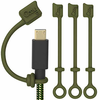 Picture of 2020 Version - [4-Piece] Cozy USB Caps for Micro USB Cable & Compatible with Apple Charging Cable Silicone Caps with Dust Protection, Protects During Travel, Portable, Designed by Cozy (Camo Green))