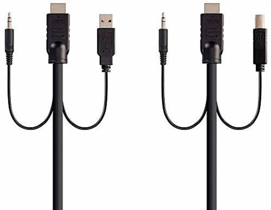 Picture of Monoprice HDMI USB 3.5mm Audio Combo Cable - 6 Feet, 4K@60Hz, High Dynamic Range (HDR) for KVM Switches - Switch Series