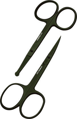 Picture of Utopia Care - Curved and Rounded Facial Hair Scissors for Men - Mustache, Nose, Beard, Eyebrows, Eyelashes, and Ear Hair Cutting Scissors - Professional Stainless Steel Trimming Scissors - Green