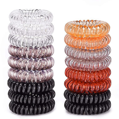 Picture of Teqifu 17 Pack Hair Elastics, No Crease Spiral Hair Ties Hair Bands Multi Color Waterproof Phone Cord Hair Scrunchies Hair Coils Accessories for Women Girls