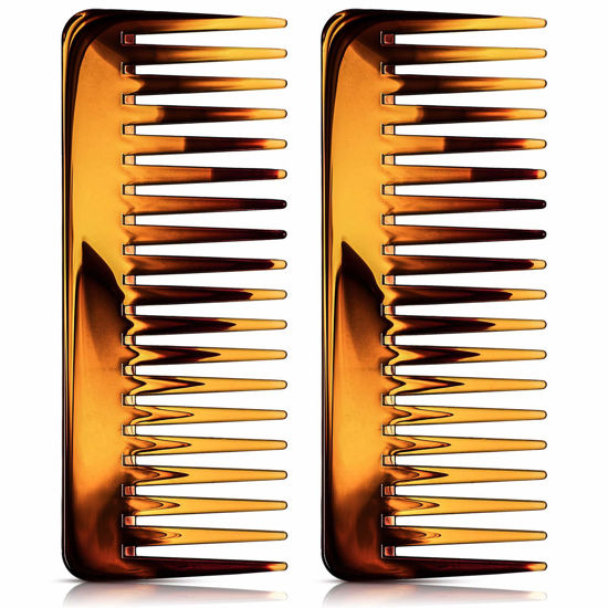 Picture of Large Hair Detangling Comb Wide Tooth Comb for Curly Hair Wet Dry Hair, No Handle Detangler Comb Styling Shampoo Comb (Brown)