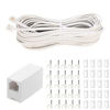 Picture of Seefeful 50 Feet Long Telephone Extension Cord Phone Cable Line Wire, with Standard RJ11 Plug and 1 in-Line Couplers and 45Cable Clip Holders-White (50 Feet)