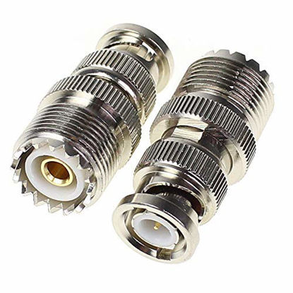 Picture of BNC Male to UHF Female PL259 Female to BNC Male SO-239 RF Coaxial Coax Adapter 2Pcs