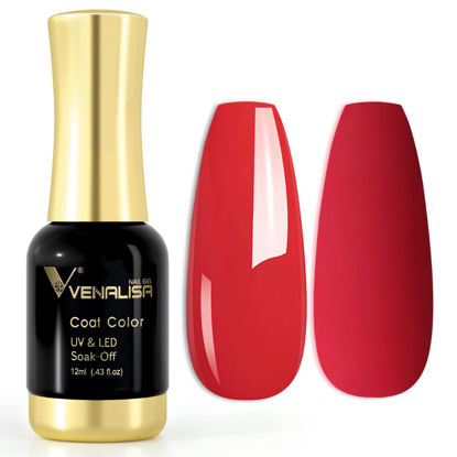 Picture of VENALISA Gel Nail Polish, 12ml Bright Red Color Soak Off UV LED Nail Gel Polish Nail Art Starter Manicure Salon DIY at Home, 0.43 OZ