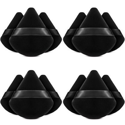 Picture of BEAKEY 12pcs Powder Puffs for Face Powder Triangle Powder Puff for Loose & Cosmetic Foundation, Makeup Puff for Contouring, Cloud Kiss Makeup Sponges Beauty Makeup Tools, Double 6 Pack Black