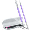 Picture of 2PCS Metal Lavender/Taro Purple Cuticle Pusher and Cutter Remover Salon Quality Stainless Steel Gel Nail Polish Peeler Scraper Durable Manicure and Pedicure Cleaner Tool For Fingernail and Toenail