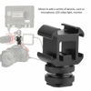 Picture of Neufday Aluminium Triple Hot Shoe Camera Mount Adapter Video Accessory Triple Shoe Bracket for Lights, LED Monitors, Microphones, Audio