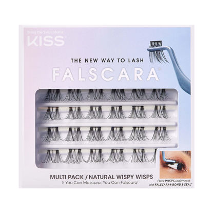 Picture of KISS Falscara DIY Eyelash Extension Wispy Wisps - Featherlight Synthetic Reusable Artificial Eyelashes Multipack of 24 Mini Lash Clusters for that Authentic Eyelash Extension Look