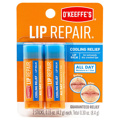 Picture of O'Keeffe's Cooling Relief Lip Repair Lip Balm for Dry, Cracked Lips, Stick, Twin Pack