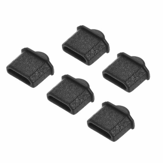 Picture of uxcell 5pcs Silicone Protectors Port Anti Dust Cap Cover Black