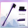 Picture of 3 Pcs Slick Back Hair Brush Set Bristle Hair Brush Edge Control Brush Teasing Comb for Women Baby Kids' Black Hair (Purple)