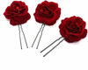 Picture of 6Pcs Small Red Rose Hair clip - Large Bobby Pins for Thick Hair Flower Pins Wedding Hair Accessories for Women - Rose Flower Hair Clips for Women's Hair Accessories Bridal Hair Pieces for Wedding