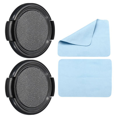 Picture of PATIKIL Camera Lens Cap, 2 Pack Sides Pinch Front Lens Cover with Microfiber Cleaning Cloth for 43mm Thread Universal DSLR Lenses