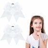 Picture of 2 Packs Jumbo Cheerleading Bow 8 Inch Cheer Hair Bows Large Cheerleading Hair Bows with Ponytail Holder for Teen Girls Softball Cheerleader Outfit Uniform (White)