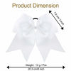 Picture of 2 Packs Jumbo Cheerleading Bow 8 Inch Cheer Hair Bows Large Cheerleading Hair Bows with Ponytail Holder for Teen Girls Softball Cheerleader Outfit Uniform (White)