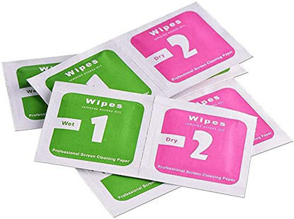 Picture of First choose 100pcs(50set) Dry Wet Cleaning Wipes Paper Dust Removal Papers LCD Screens for Tempered Glass Camera Lens, 6.0 x 6.0cm