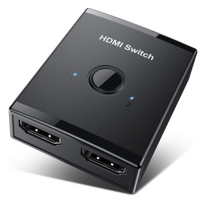 Picture of HDMI Switch 4k@60hz HDMI Splitter, HDMI Switcher 2 in 1 Out, Bi-Directional HDMI Hub Supports HD for Xbox PS5/4/3 Blu-Ray Player Fire Stick Roku