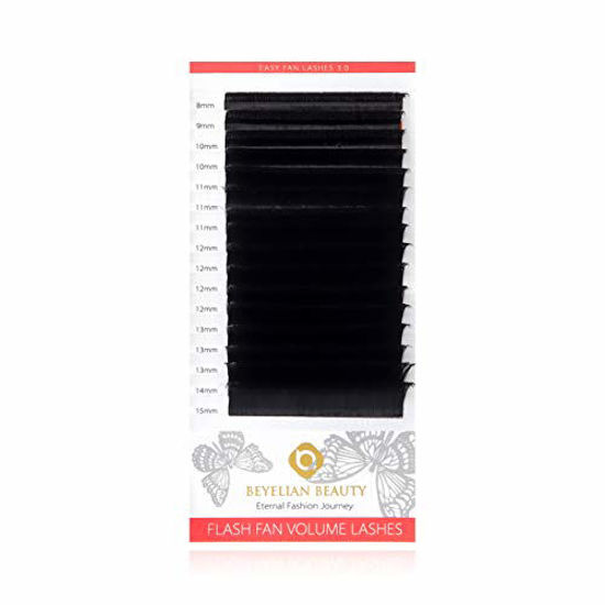 Picture of BEYELIAN Flash Fan Eyelash Extensions Black Mink Lashes Triple Volume Lashes Extension Fast Fans Professional Supply Lash Artists 0.07mm C 12 mm Semi Permanent