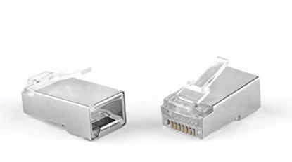 Picture of Maxmoral 50-Pack Metal Shielded RJ45 RJ-45 8P8C Network CAT5E CAT Modular Plug Connector