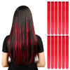 Picture of YaFex 12 Pcs Clip in Hair Extensions, 22 Inch Colored Hair Extensions Party Highlights Long Straight Synthetic Hairpieces for Women Kids Girls (Red)