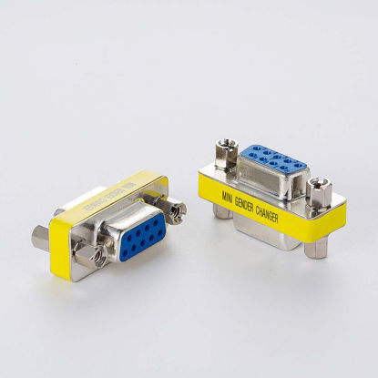 Picture of Arnorin DB9 Gender Changer Serial RS232 Female to Female Mini Adapter/Coupler Pack of 2