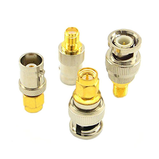Picture of onelinkmore SMA to BNC Adapter Kits for SDR,Handheld Radios, Scanner,Walkie Talkie Adapters SMA Male Female to BNC Male Female RF Coaxial Adapter SMA to BNC Adapter Digikey Coax Connector 4 Pieces