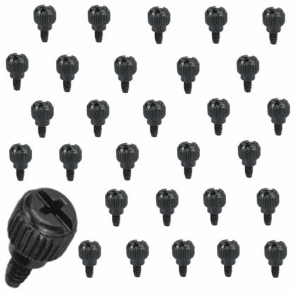 Picture of Wangzzniu 30 Pcs M3.5 Computer Case Thumb Screws #6-32x6mm Exquisite Craft Black PC Computer Case Metal Alloy Thumb Screw with Cross Recessed Head for Installing Cover