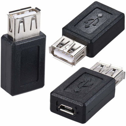 Picture of Warmstor 3-Pack USB 2.0 A Female to Micro USB Female Adapter Converter Connector Support Data Sync & Charging