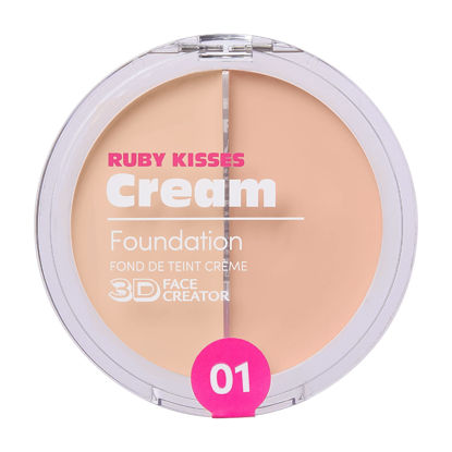 Picture of Ruby Kisses Cream Foundation 3D Face Creator 2-Color Foundation and Concealer, 12 Hour Wear Long Lasting, Medium to Full Coverage (Level 1)