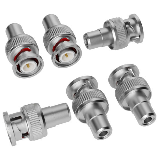 Picture of BNC to RCA Adapter (6 Pack) BNC Male to RCA Female Connector Coaxial Coax RG6 Adapter Kit Coupler for CCTV-6/10/20 Pack+4 Types for Selection