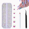 Picture of 3000 Pcs Nail Art Rhinestones HUETFAT Nail Gems AB Clear Flatback Stones Crystals Mixed 6 Size Nail Diamonds With Storage Organizer Box Wax Pencil Tweezers 3D Jewels for Nail Design (AB Clear)