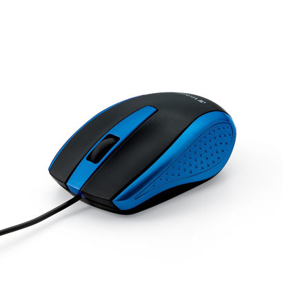 Picture of Verbatim Wired USB Computer Mouse - Corded USB Mouse for Laptops and PCs - Right or Left Hand Use, Blue 99743, 1.4" x 2.4" x 3.9"