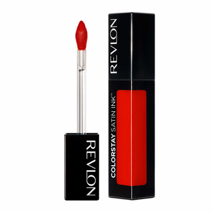 Picture of Revlon Liquid Lipstick, Face Makeup, ColorStay Satin Ink, Longwear Rich Lip Colors, Formulated with Black Currant Seed Oil, 018 Fired Up, 0.17 Fl Oz