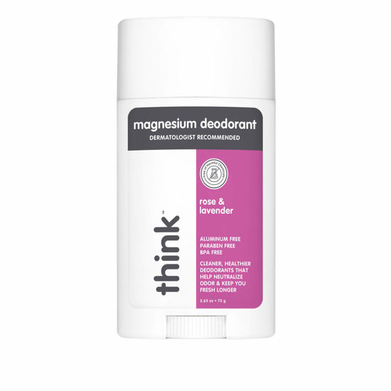 Picture of Think Magnesium Deodorant - Aluminum Free Under Arm Freshness - Non-Toxic & Long Lasting - Cruelty Free Deodorant with No Phthalates or Parabens - Lavender Rose, 2.65oz