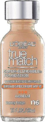 Picture of L'Oreal Paris Makeup True Match Super-Blendable Liquid Foundation, Honey Beige N6, 1 Fl Oz,1 Count