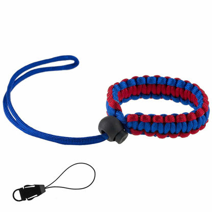 Picture of Allzedream Camera Wrist Strap Paracord Bracelet Adjustable for DSLR Binocular Cell Phone (Blue Red)