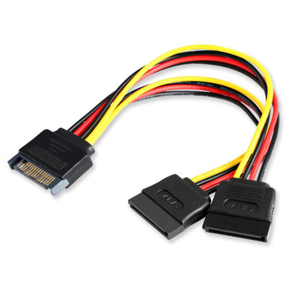 Picture of ELECTOP SATA Power Splitter Cable, 6 Inch 15 Pin SATA Male to Dual Female Power Cable