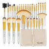 Picture of Champagne Makeup Brushes Set, Valentines Day Gifts for Kids,Yuwaku Silver Foundation Powder Blush Eyeshadow Brushes Blending 32 Piece NO Shed Cruelty-Free Synthetic Fiber Bristles Cosmetic Brushes with Travel Case