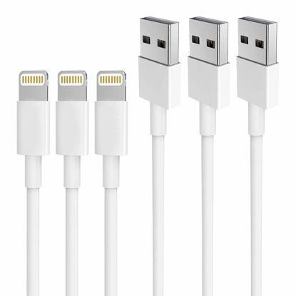 Picture of iPhone Charger AUNC 3PACK 6Feed Long Lightning to USB Charging Cable Fast Connector Data Sync Transfer Core Compatible with iPhone 14/iPhone 11/Xs Max/X/8/7/Plus/6S/6/SE/5S iPad