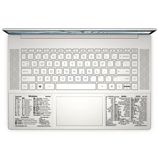 Picture of SYNERLOGIC Windows + Word/Excel (for Windows) Quick Reference Guide Keyboard Shortcut Stickers, No-Residue Vinyl (Clear/Large/Combo)