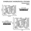 Picture of SYNERLOGIC Windows + Word/Excel (for Windows) Quick Reference Guide Keyboard Shortcut Stickers, No-Residue Vinyl (Clear/Large/Combo)