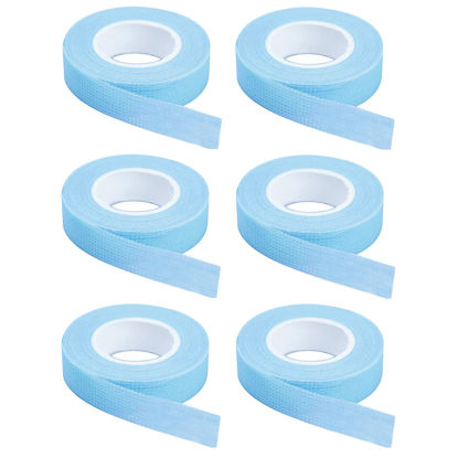 Picture of JASSINS 6 Rolls Eyelash Tape, Adhesive Fabric Eyelash Tapes, Adhesive Breathable Micropore Fabric Tape for Eyelash Extension Supply,9 m/10 Yard Each Roll (Blue)