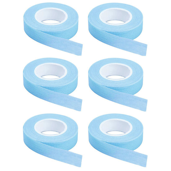 Picture of JASSINS 6 Rolls Eyelash Tape, Adhesive Fabric Eyelash Tapes, Adhesive Breathable Micropore Fabric Tape for Eyelash Extension Supply,9 m/10 Yard Each Roll (Blue)