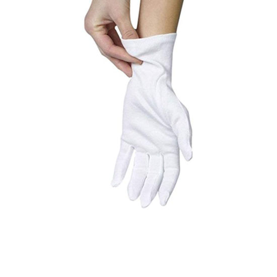 Picture of ANSMIO 2 Pairs Cotton Gloves, White Gloves for Dry Hands, Cotton Gloves for Sleeping, Moisturizing Night Gloves, White Gloves 100% Cotton, Size M (2 Pairs)